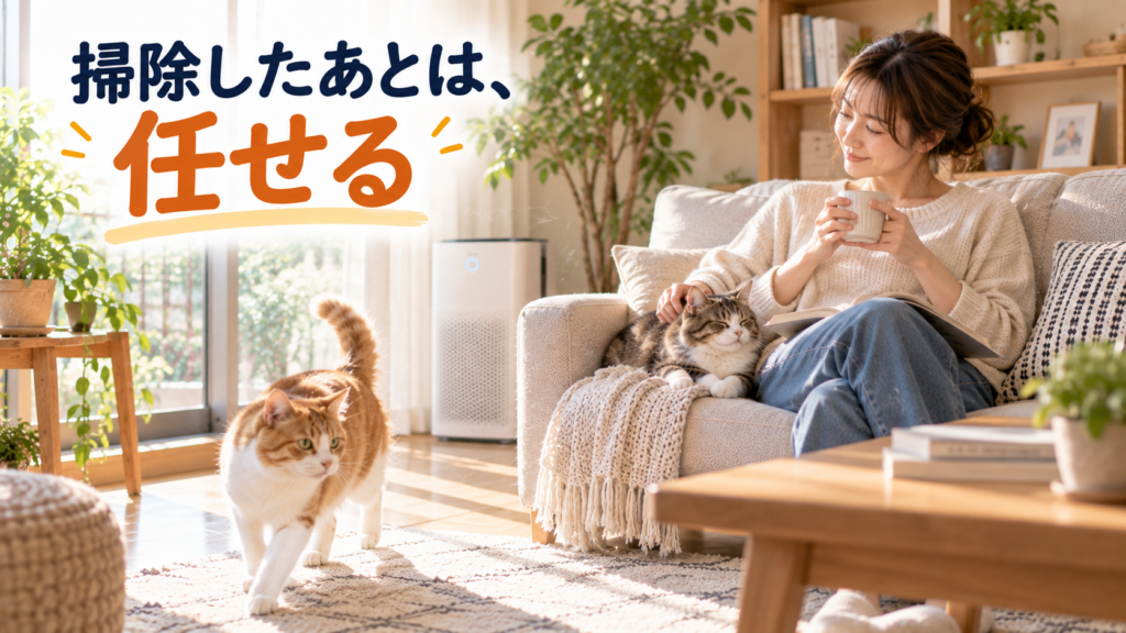 掃除後のくつろぎ時間