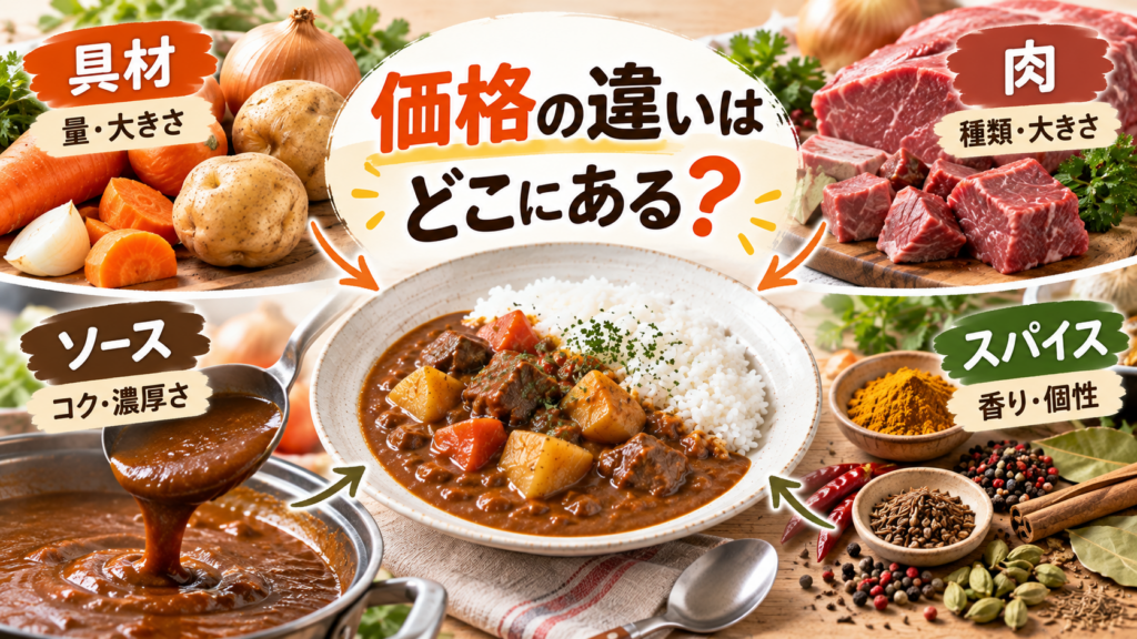 カレーの価格差を探る食材図解