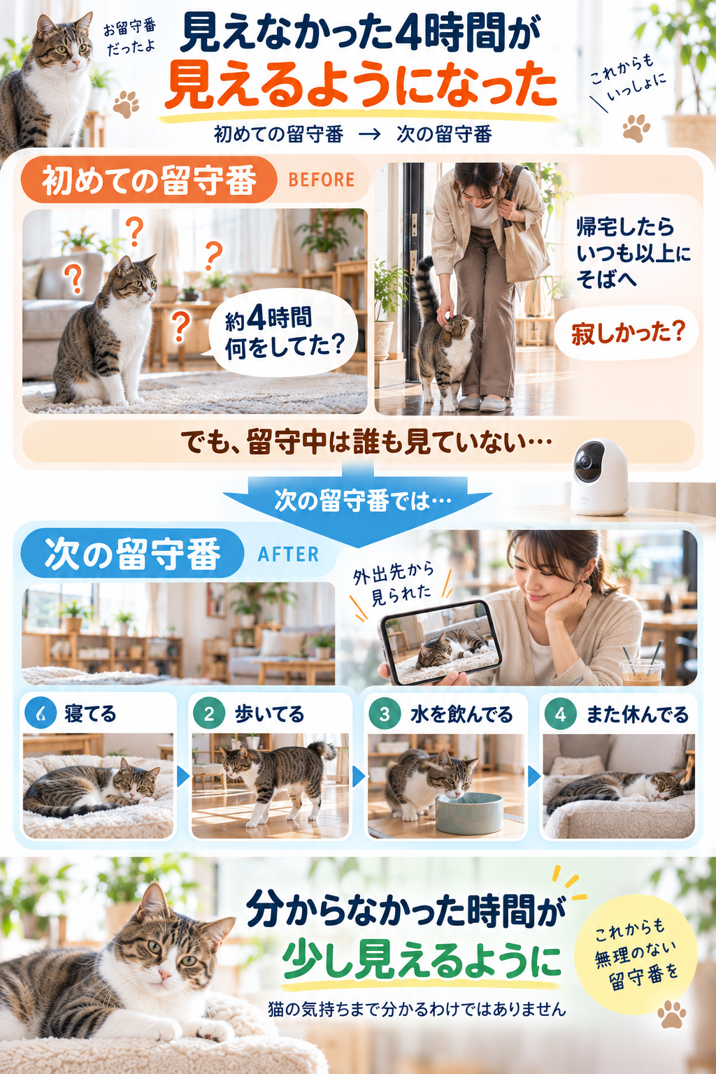 猫の留守番ビフォーアフター