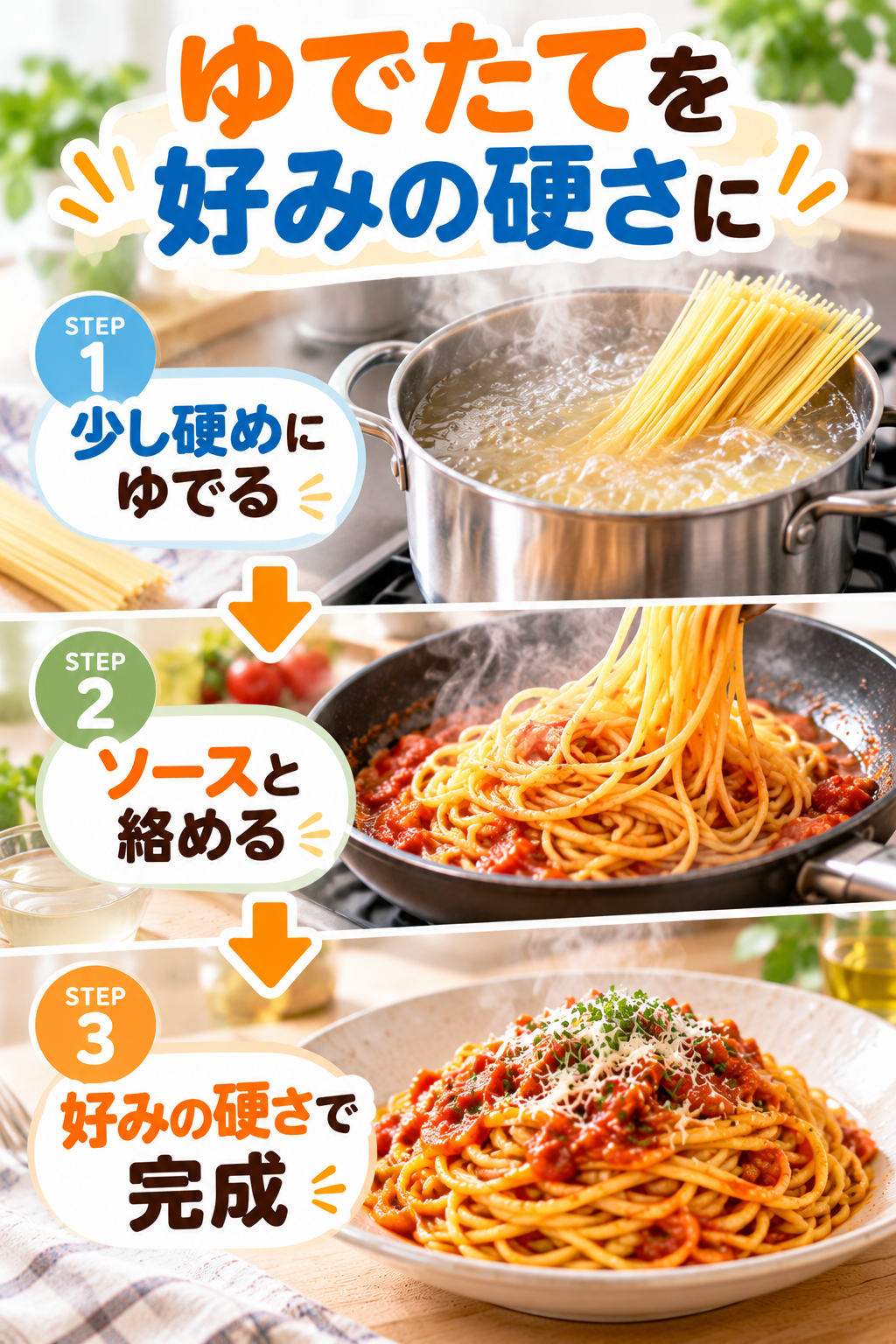ゆでたてを好みの硬さに