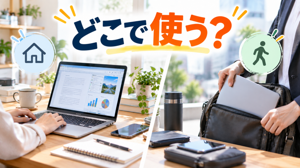 ノートパソコンをどこで使うか