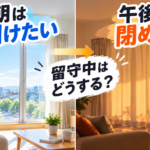 朝と午後のカーテンの悩み