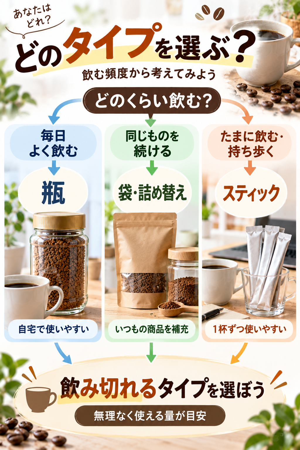 インスタントコーヒーの種類