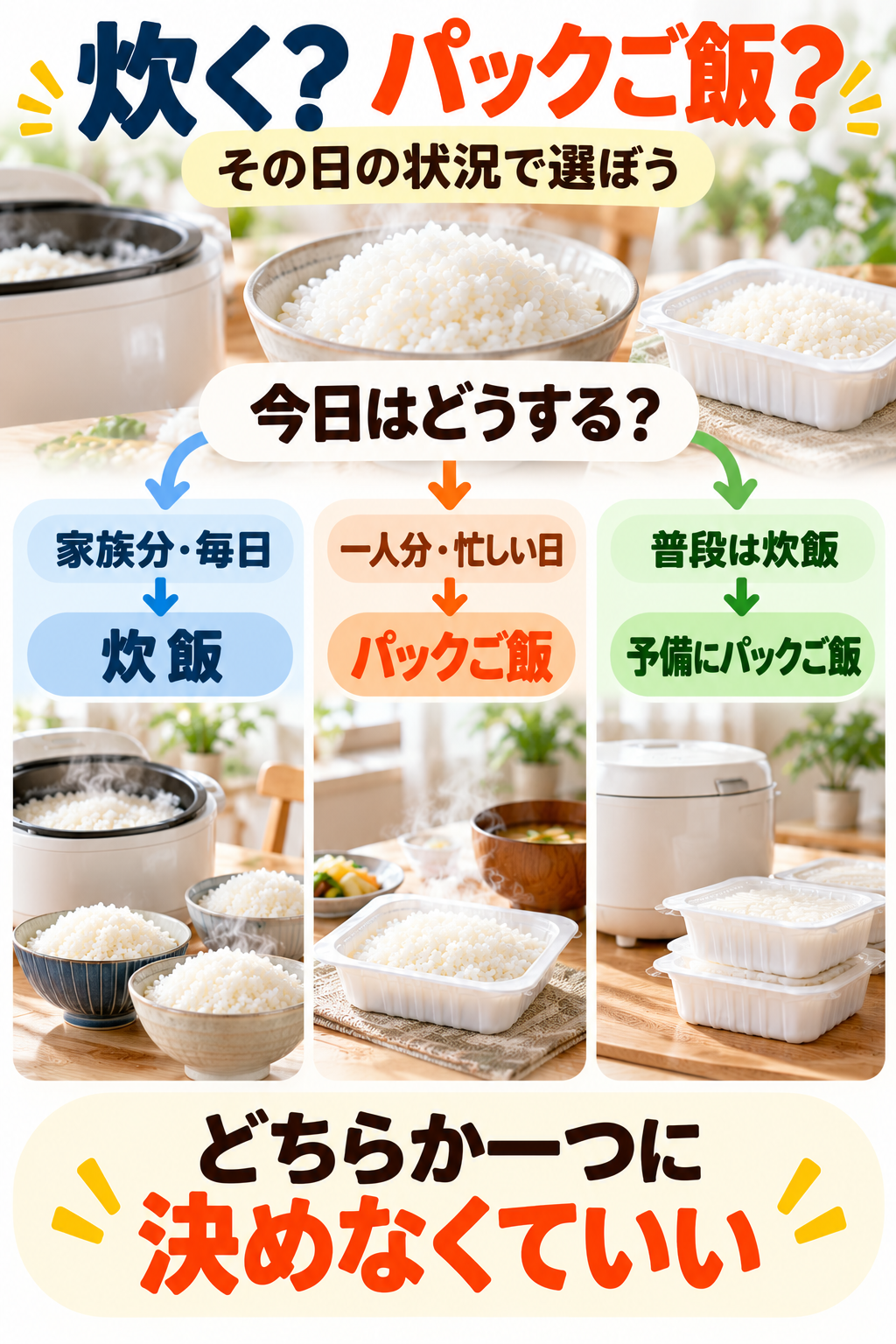 炊く?パックご飯?