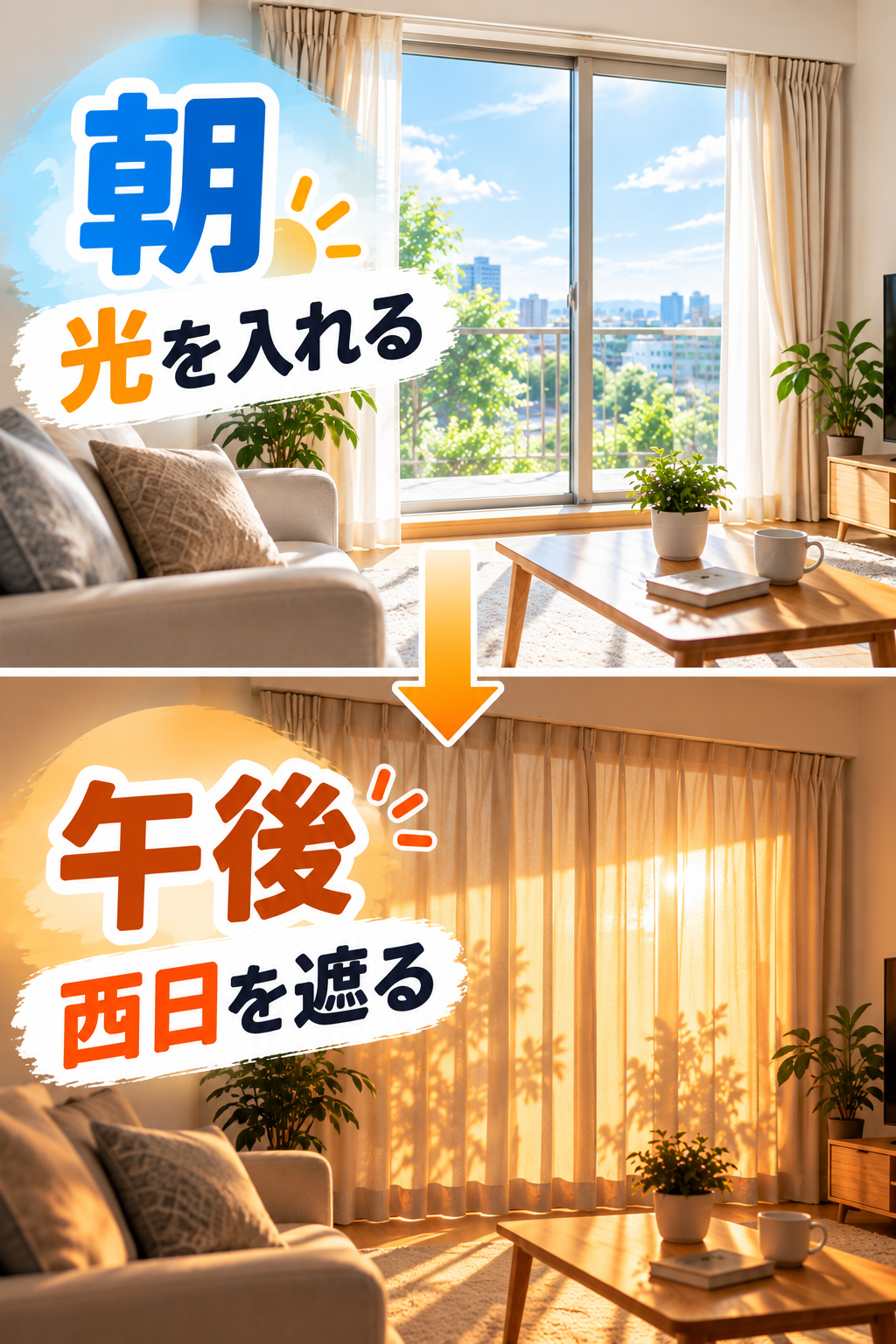 朝と午後の暮らし光対策