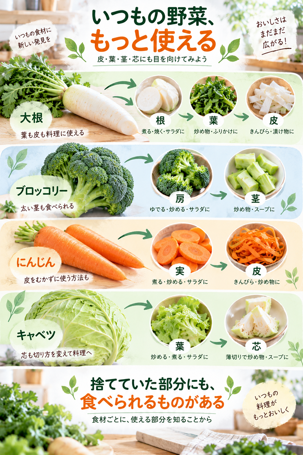 野菜の食べられる部分