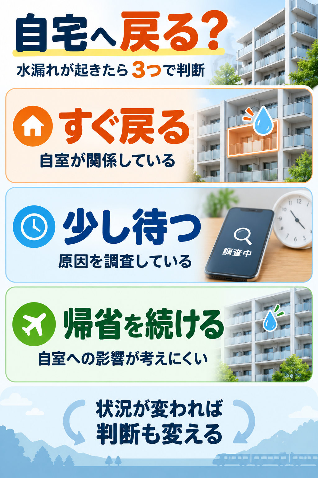 水漏れ時の帰宅判断ガイド