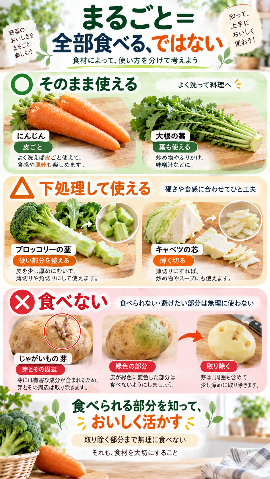 野菜をまるごと楽しむ使い分けガイド