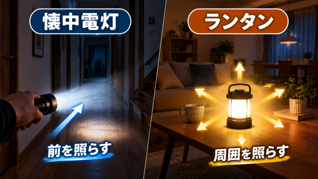 懐中電灯とランタンの違い