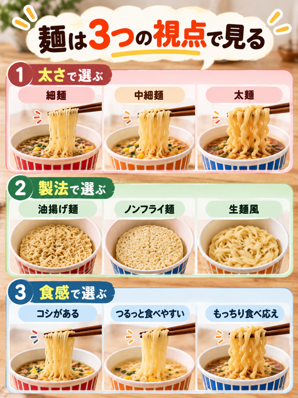 麺選びがわかる3つの視点