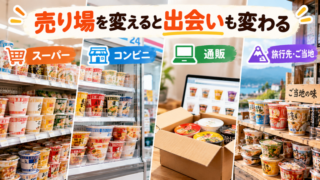売り場で広がるカップ麺選び