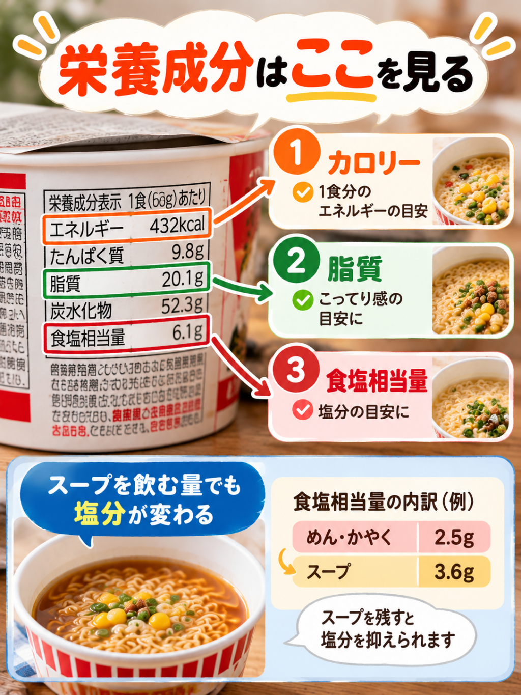 カップ麺の栄養表示チェック術