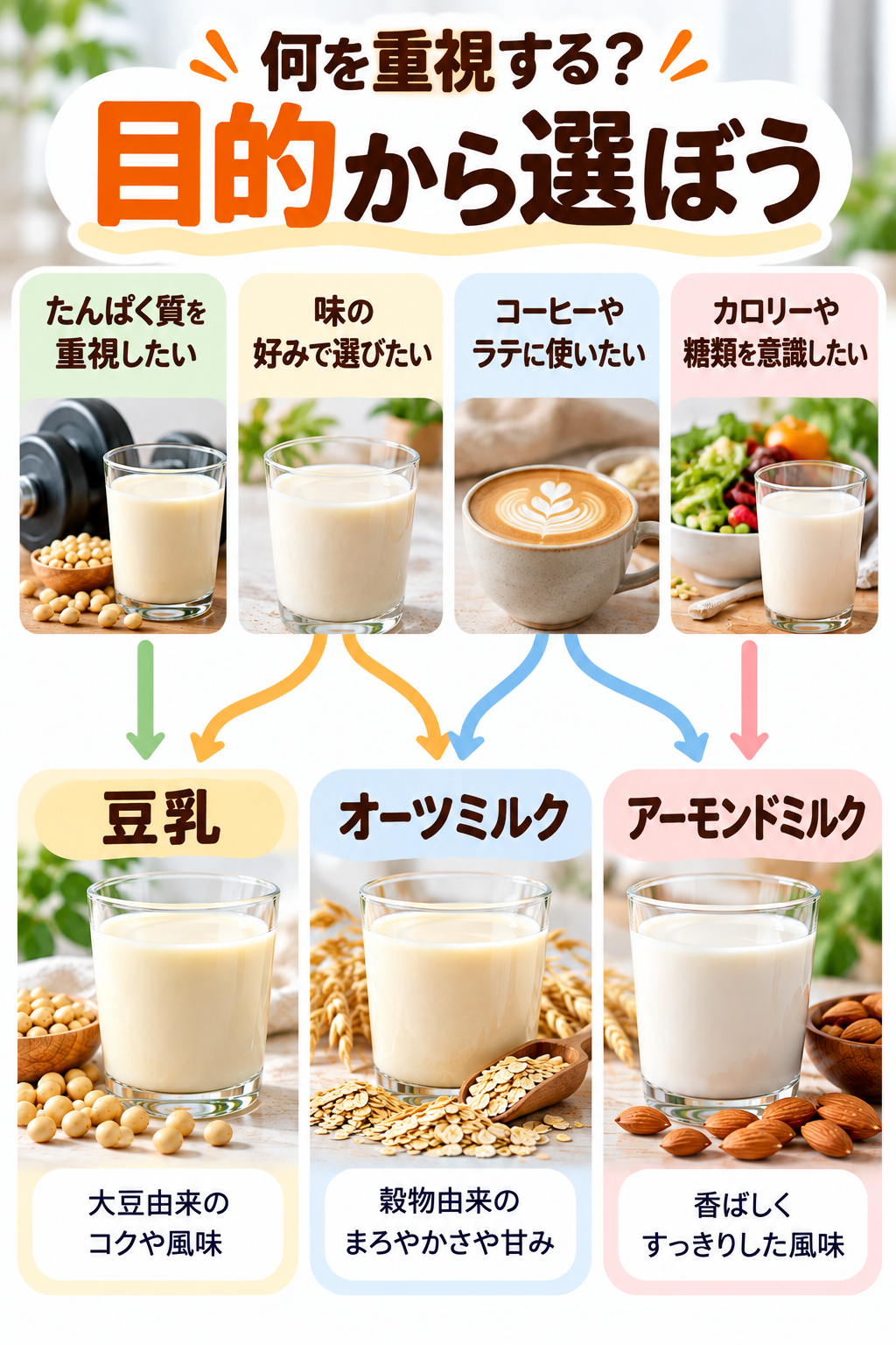 目的から選ぶ植物性ミルクガイド