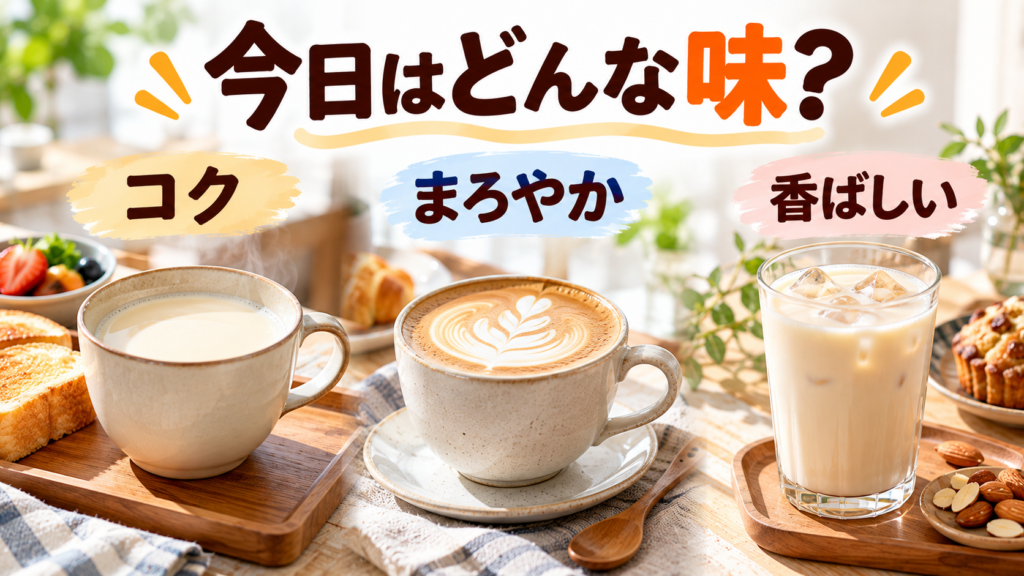 今日はどんな味?三つのカフェドリンク