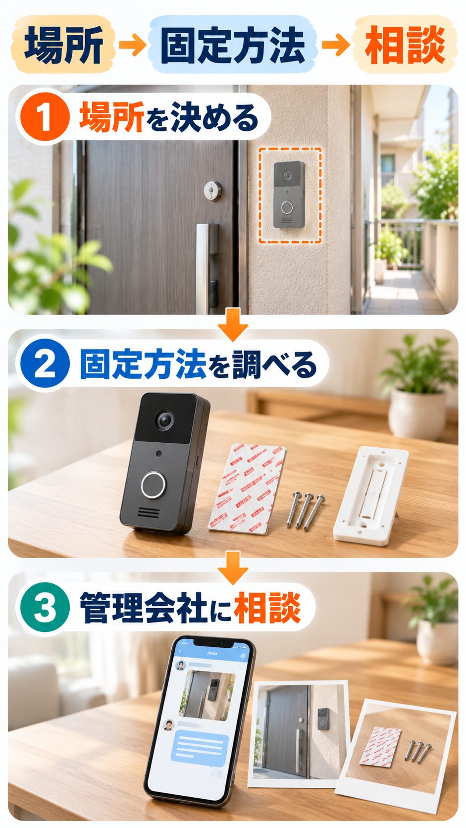 ドアホン設置の3ステップ