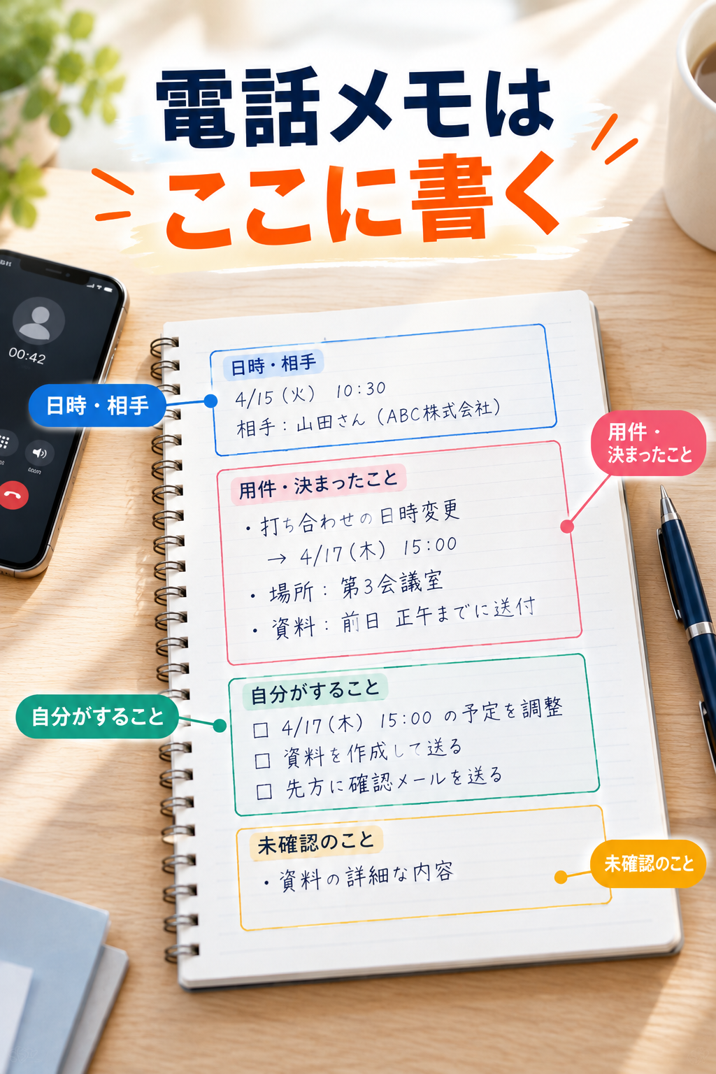 電話メモはここに書くテンプレ