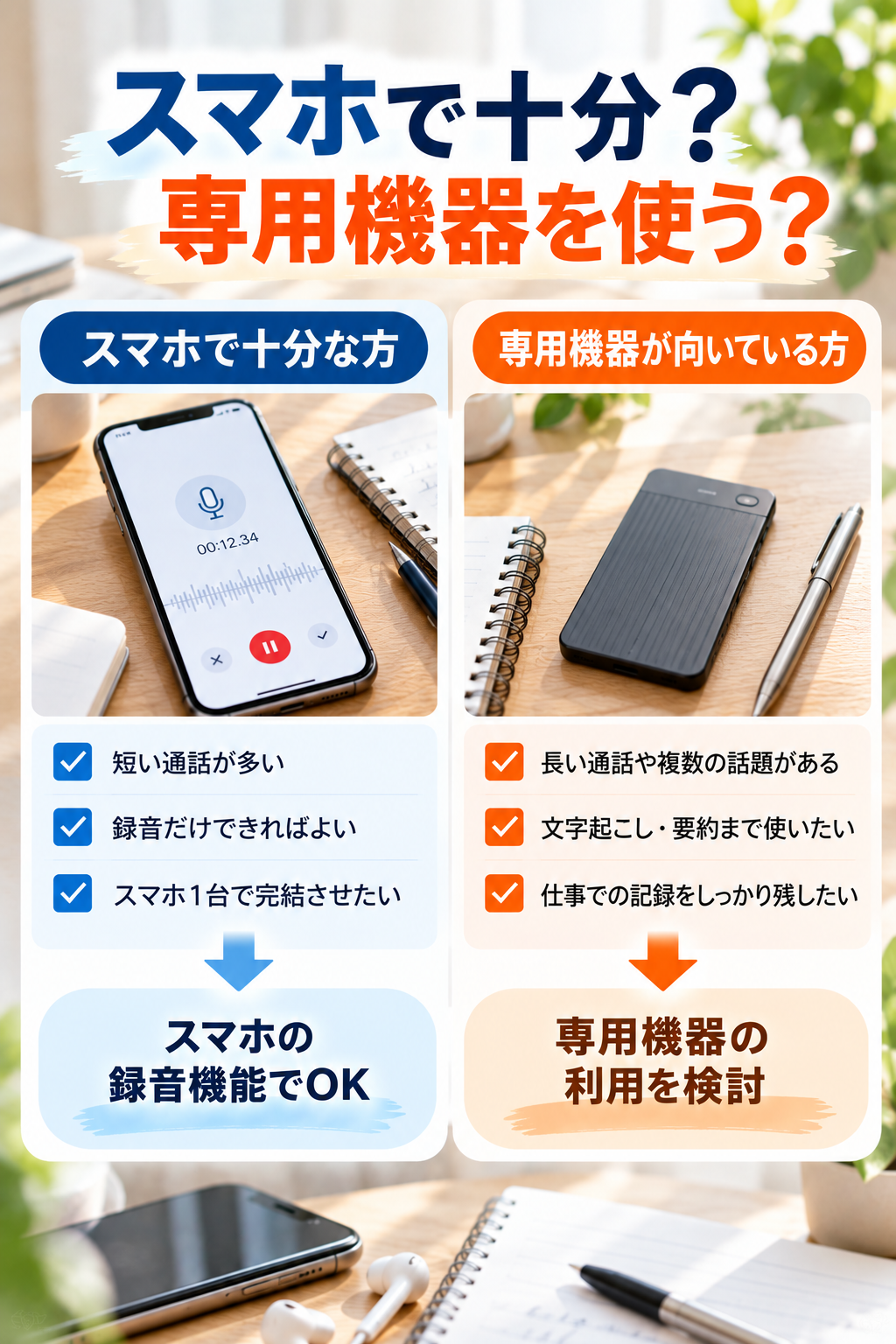 スマホ録音か専用機器か比較ガイド