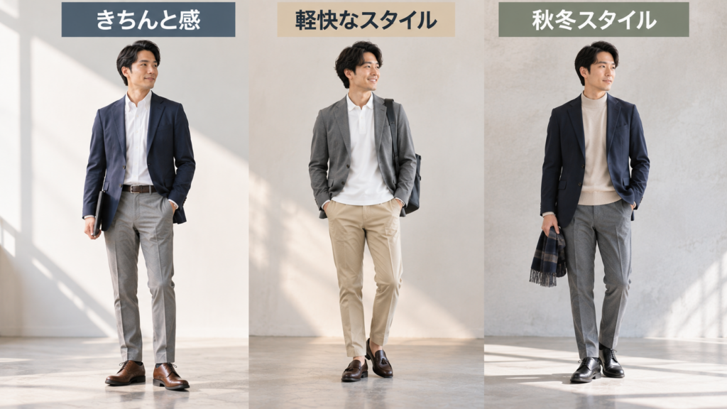 3つのビジネスカジュアルスタイル