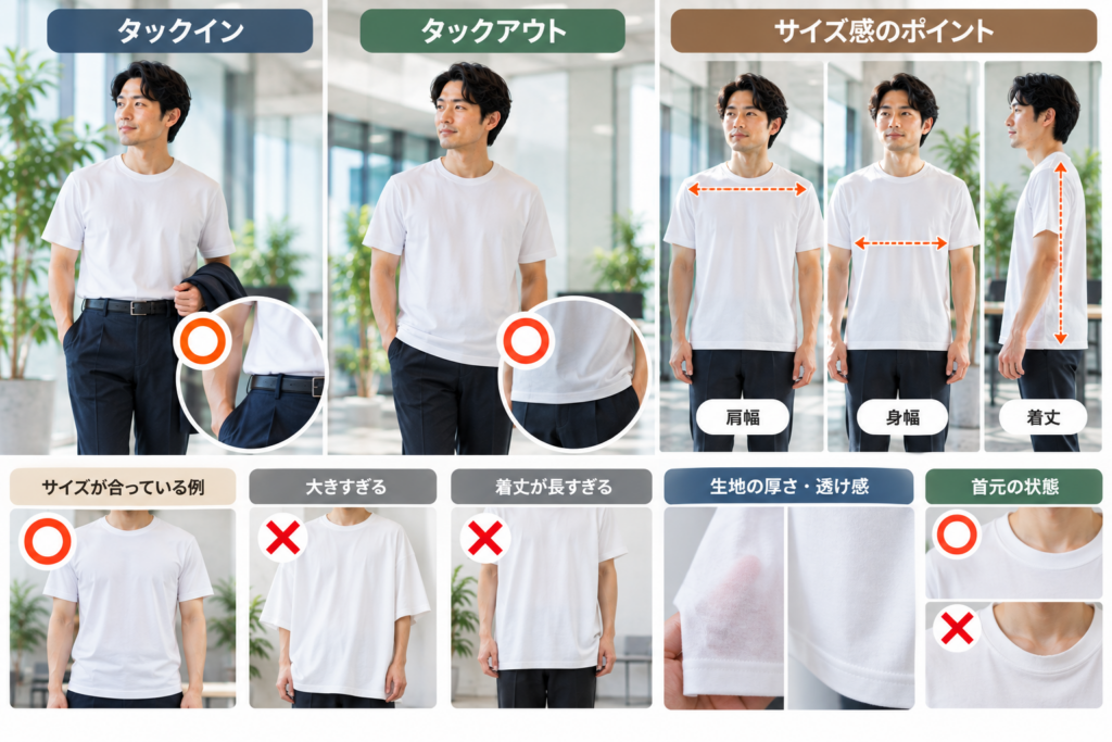 メンズTシャツ着こなし・サイズ感ガイド