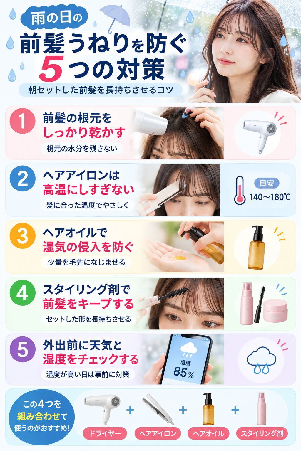 雨の日の前髪うねり対策5選