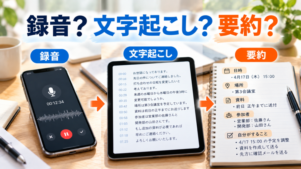 録音から要約までの業務フロー