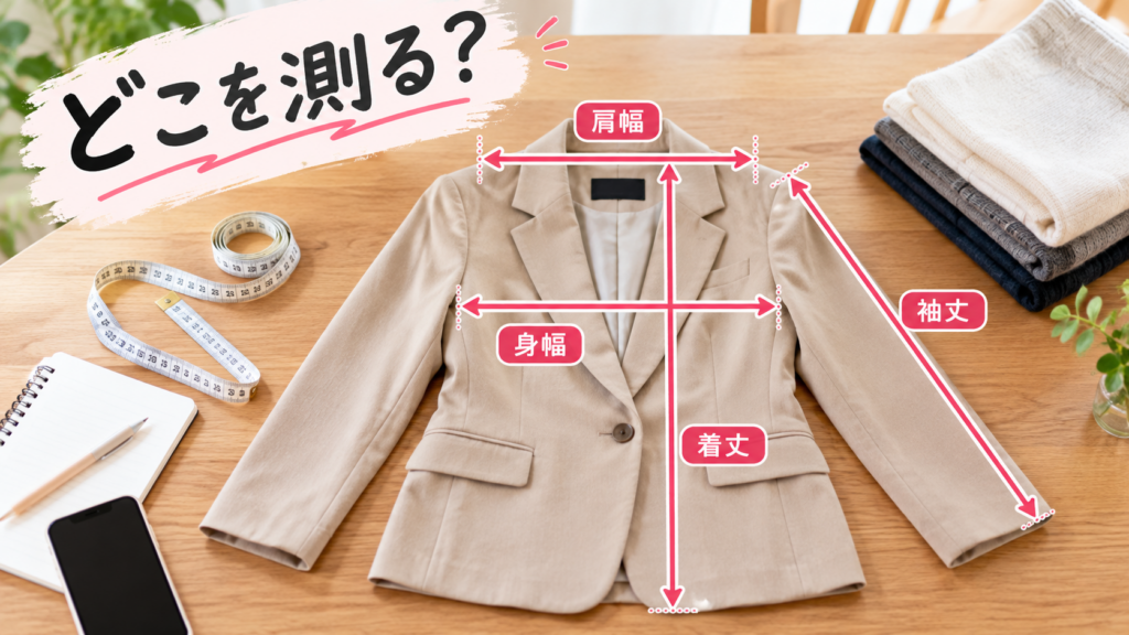 ジャケット採寸ガイド「どこを測る？」