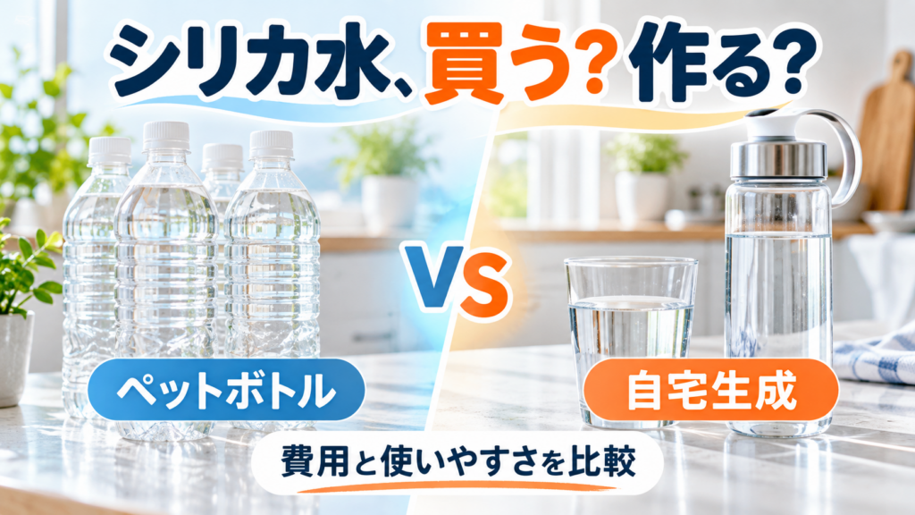 ペットボトルのシリカ水と、自宅で作るシリカ水を公平に比較